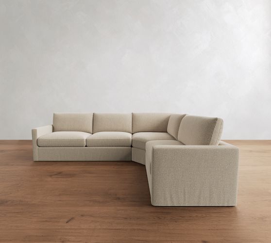 Westwood Slim Arm Slipcovered 3-Piece Wedge Sleeper Sectional (124") by Pottery Barn