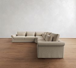 Westwood Roll Arm Deep Seat Slipcovered 3-Piece L-Shaped Wedge Sleeper Sectional (135")