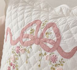 LoveShackFancy Bow Embellished Quilted Sham