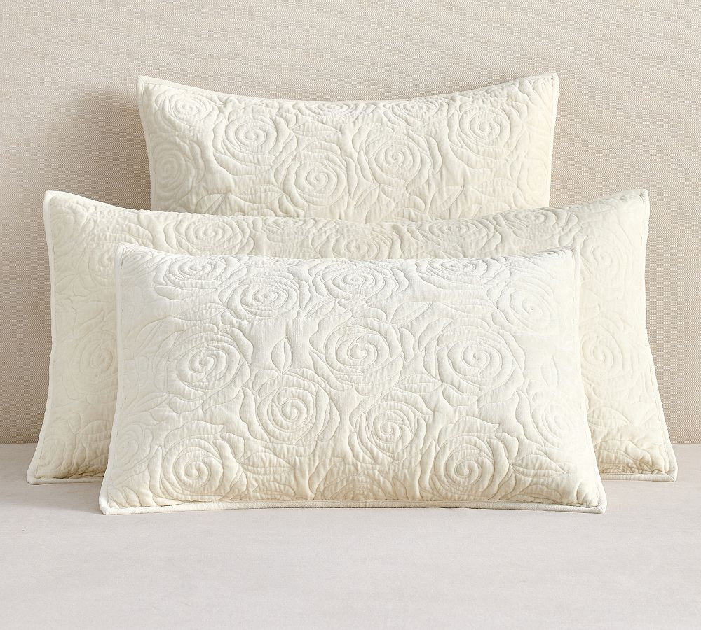 LoveShackFancy Rosette Velvet Quilted Sham by Pottery Barn