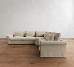 Westwood Roll Arm Deep Seat Slipcovered 3-Piece Wedge Sleeper Sectional (135")