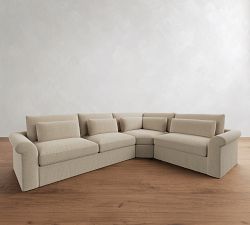 Westwood Roll Arm Deep Seat Slipcovered 3-Piece Wedge Sleeper Sectional (135")