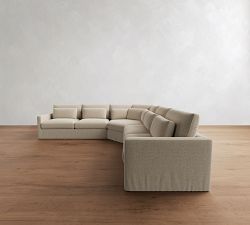 Westwood Slim Arm Deep Seat Slipcovered 3-Piece L-Shaped Wedge Sectional (130")