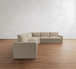 Westwood Slim Arm Slipcovered 3-Piece L-Shaped Wedge Sleeper Sectional (124")