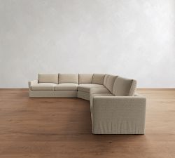 Westwood Slim Arm Slipcovered 3-Piece L-Shaped Wedge Sectional (125")