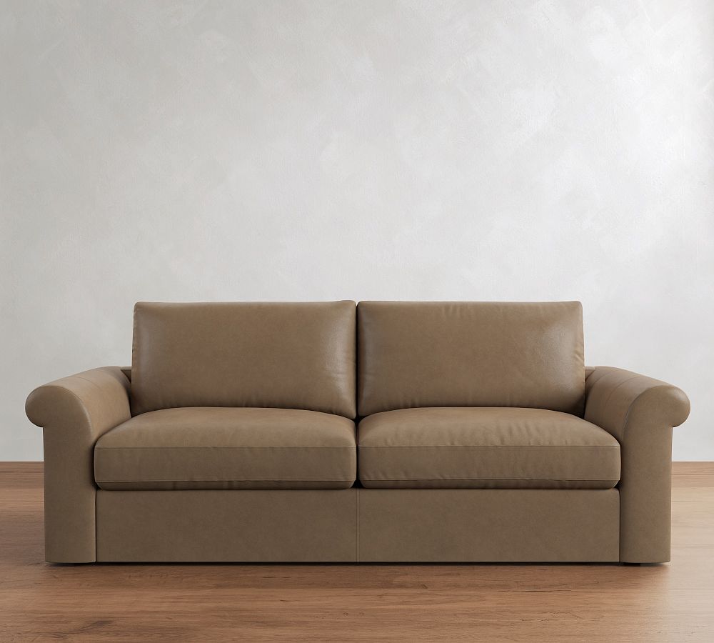 Westwood Roll Arm Leather Sleeper Sofa (64"-95") by Pottery Barn