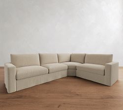 Westwood Square Arm Slipcovered 3-Piece Wedge Sleeper Sectional (127")