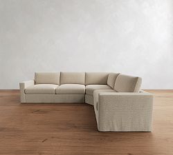 Westwood Square Arm Slipcovered 3-Piece Wedge Sleeper Sectional (127")