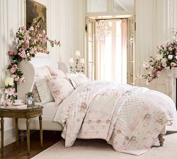 LoveShackFancy Floral Bow Patchwork Embroidered Quilted Sham