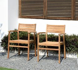 Monza Stacking Teak Outdoor Armchairs, Set of 2