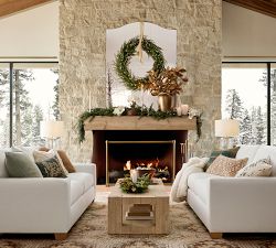 Faux White Berry Pine Candle Holder Centerpiece