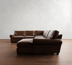 Turner Roll Arm Leather 4-Piece Chaise Sectional (140"-144")