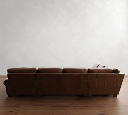 Turner Roll Arm Leather 4-Piece Chaise Sectional (140"-144")