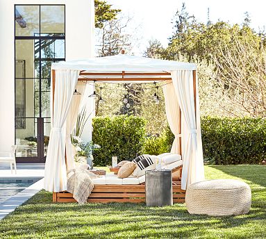 Madera Teak Daybed Double Outdoor Chaise Lounge with Canopy