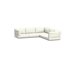 Huntington Square Arm Sectional 5pc - 1 Corner, 2 RA/LA, 2 Armless Chair, HP Canvas; White