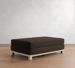 Jake Leather Seadrift Wood Base Sectional Ottoman