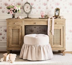 LoveShackFancy Upholstered Tufted Ruffle Stool