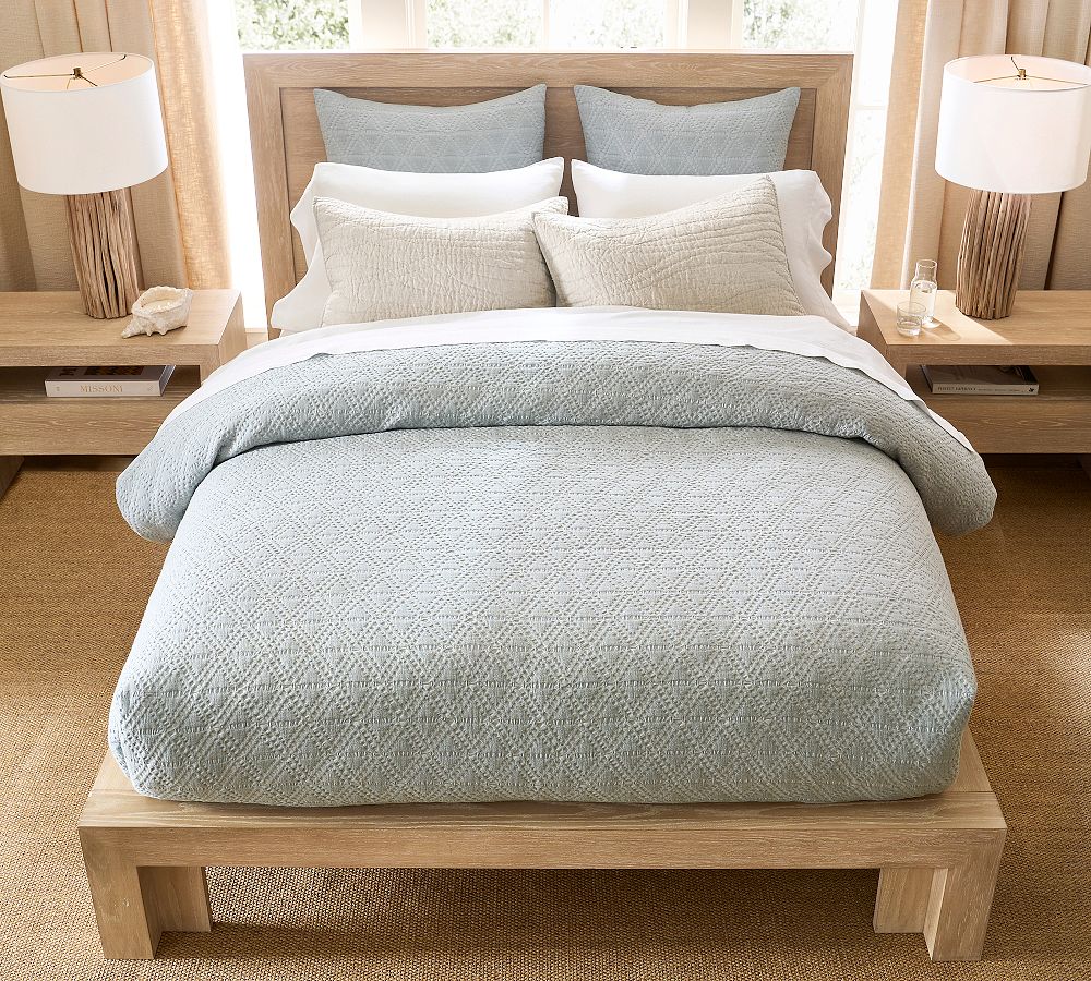 Diamond Matelasse Duvet Cover - Chambray, Full/Queen