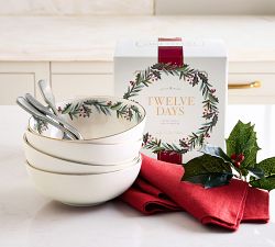 12 Days of Christmas Stoneware Cereal Bowls - Set of 4