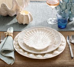 Pearlescent Shell Stoneware Chargers - Set of 4