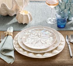 Pearlescent Sand Dollar Stoneware Salad Plates - Set of 4