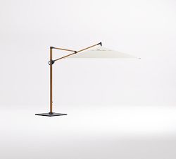 11' Rectangular Cantilever Outdoor Patio Umbrella - Faux Wood with Base