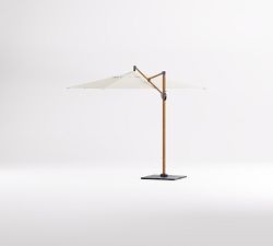 11' Rectangular Cantilever Outdoor Patio Umbrella - Faux Wood with Base