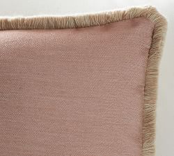Sunbrella® Salmon Solid Fringe Outdoor Pillow