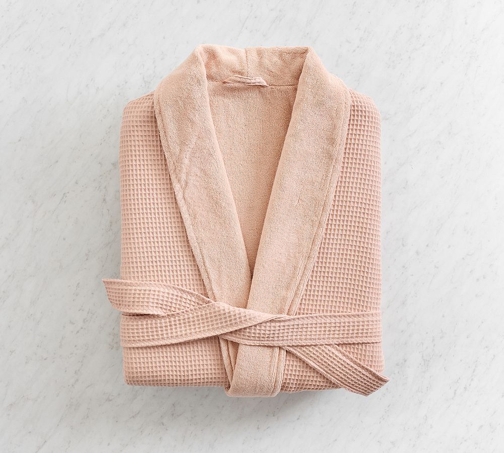 Waffle Weave Resort Robe - Blush, Small