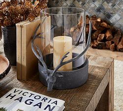 Stag Head Hurricane Candle Holder