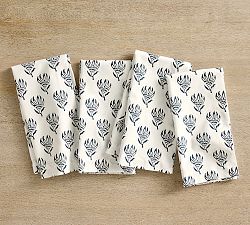 Sandra Block Print Organic Cotton Napkins - Set of 4
