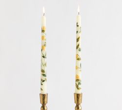 Hand Painted Taper Candles - Set of 2
