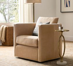 Ayden Barrel Arm Leather Swivel Chair