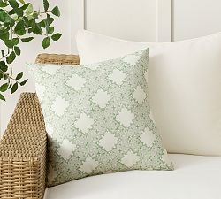 Open Box: Printed Lattice Outdoor Pillow (20") - Green Multi