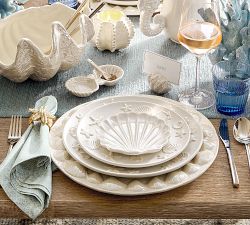 Pearlescent Shell Stoneware Appetizer Plates - Set of 4