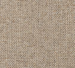 Open Box: Jake Upholstered Settee with Wood Base (74") - Performance Midland Tweed Stone