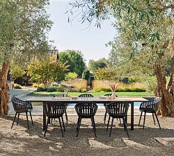 Spear Metal Outdoor Dining Table with Sinclair Metal Dining Armchair Dining Set