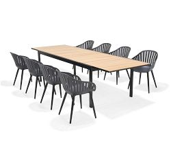 Spear Metal Outdoor Dining Table with Sinclair Metal Dining Armchair Dining Set
