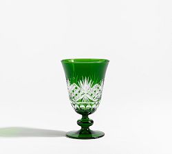 Open Box: Antique Cut Glass Goblets, Set of 4 - Green
