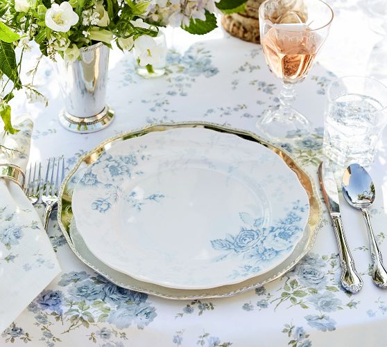 LoveShackFancy Blue Rose Melamine Dinner Plates - Set of 4 by Pottery Barn