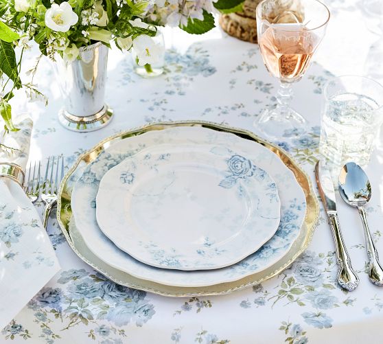 LoveShackFancy Blue Rose Melamine Salad Plates - Set of 4 by Pottery Barn