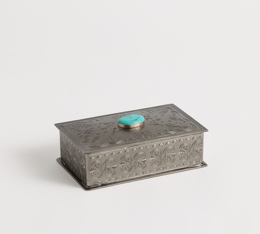 Western Silver & Turquoise Decorative Box