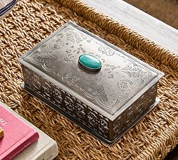 Western Silver &amp; Turquoise Decorative Box