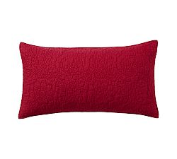 Open Box: Belgian Flax Linen Floral Stitch Quilted Shams, King, Set of 2 - Red Berry