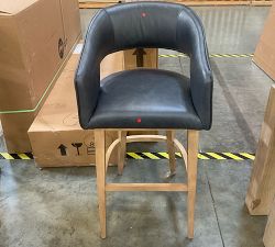 Open Box: Baldwin Leather Open Back Swivel Bar Stool (31") - Statesville Indigo, Seadrift