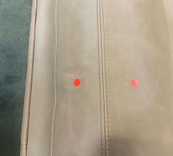 Open Box: Carmel Square Arm Leather Armless Sofa with Bench Cushion and Wood Base (76") - Churchfield Taupe