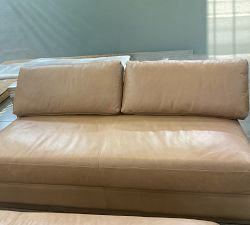 Open Box: Carmel Square Arm Leather Armless Sofa with Bench Cushion and Wood Base (76") - Churchfield Taupe