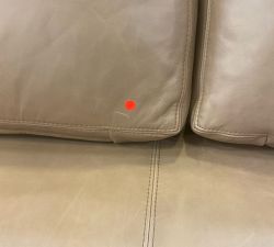 Open Box: Carmel Square Arm Leather Armless Sofa with Bench Cushion and Wood Base (76") - Churchfield Taupe