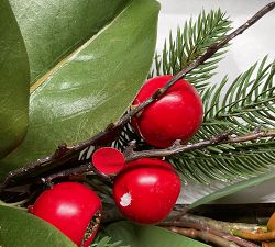 Open Box: Handcrafted Faux Hydrangea Holiday Garland (60") - Red/Green