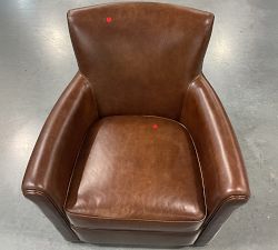 Open Box: Irving Roll Arm Leather Swivel Armchair without Nailheads (33") - Statesville Molasses